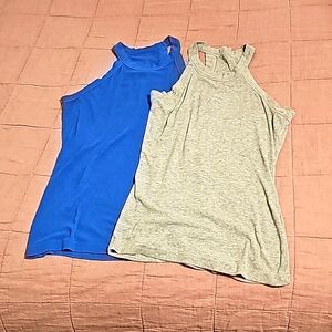 High neck tank tops, blue grey, set of 2